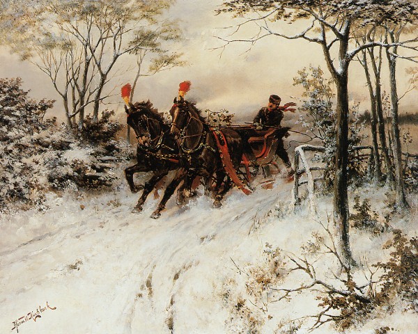 Behind the sledge by Willem Koekkoek